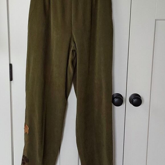 Robert Louis Pants Sz M Olive green with Fall Leaves - Picture 1 of 10